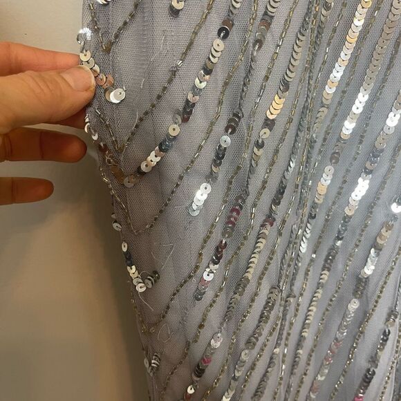 Mac Duggal SEQUINED WRAP OVER BISHOP SLEEVE GOWN new size 12 - Picture 6 of 9